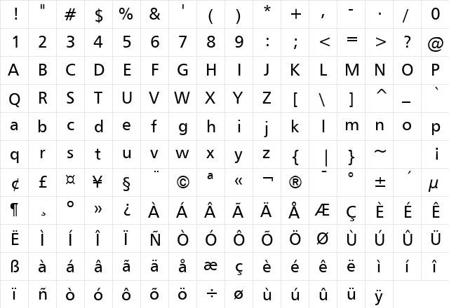 Gilliam 2 Bold  glyph index