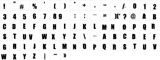 AmazMegaGrungeOne Regular  glyph index
