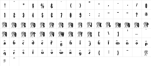 Leprechaun5 Regular  glyph index