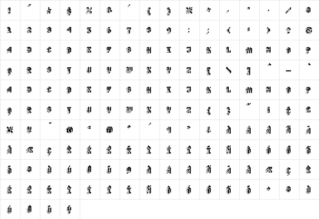 Quad Regular  glyph index