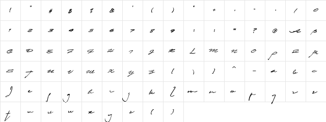 Lamender Regular  glyph index
