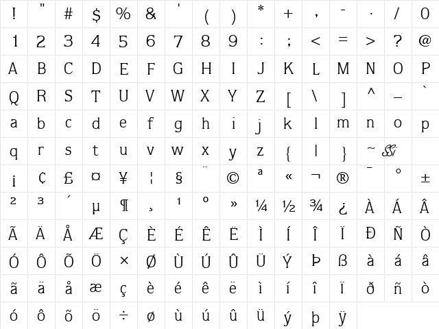 Stack SSi Regular  glyph index