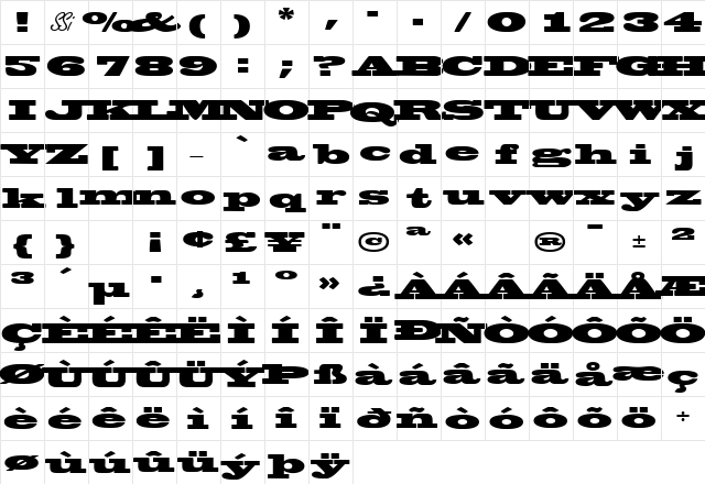 WantedPosterSSK Regular  glyph index