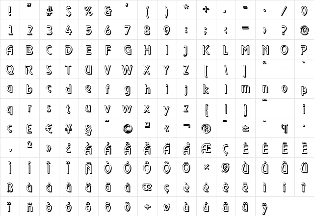 SalBeckerShadow Regular  glyph index