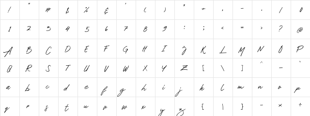 Mustank Regular  glyph index