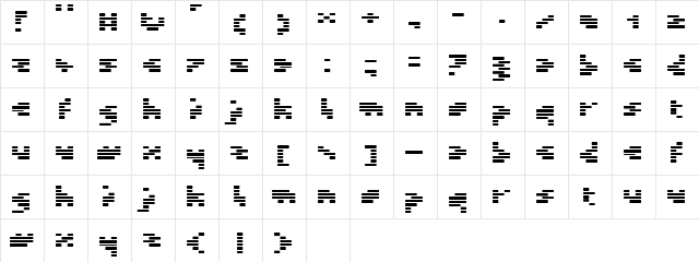 TV27 Regular  glyph index