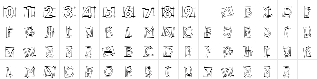 101! Weenie Display Regular  glyph index