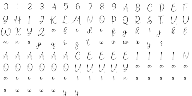 Lakeisha Regular  glyph index