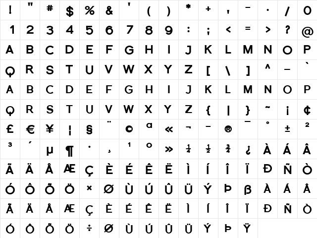 Florencesans SC Black Regular  glyph index