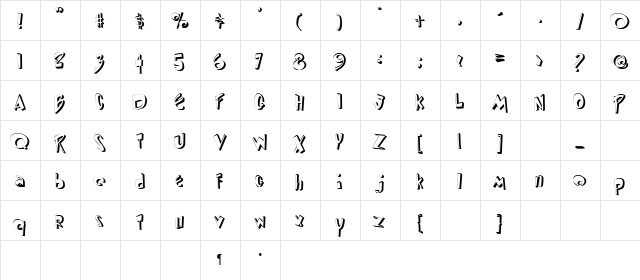 DiPed Thick Normal  glyph index