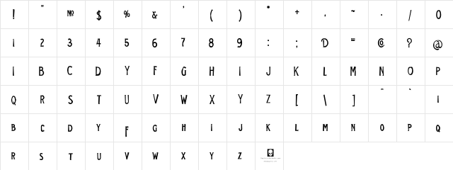 LHF Billhead 1900 Regular  glyph index