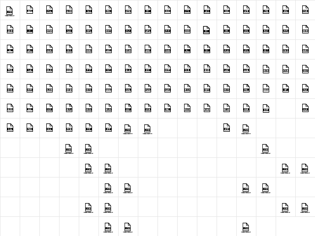 File Types Regular  glyph index