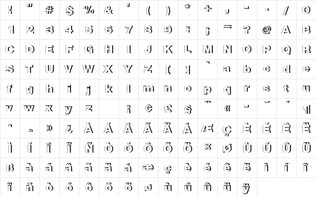 NimbusSanDBlaRe1 Regular  glyph index