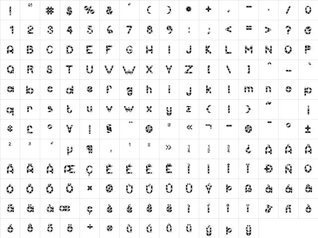 Candy Cane Match Regular  glyph index