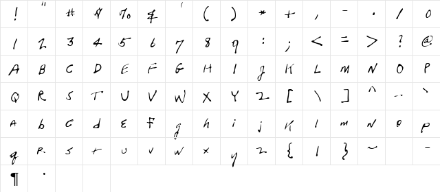 Gene Regular  glyph index