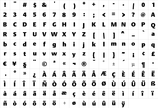 DTL Argo T Heavy  glyph index