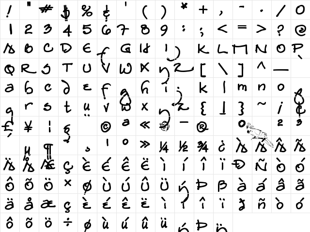 RedstarBold Regular  glyph index