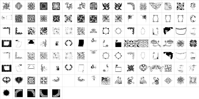 OldFramesSymbols Regular  glyph index
