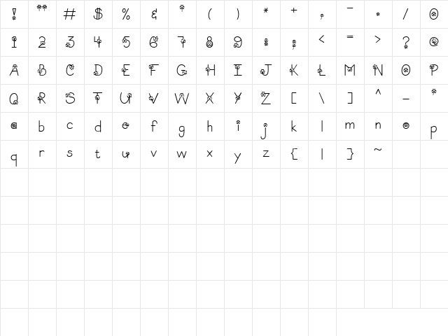 LD Shamrock Regular  glyph index