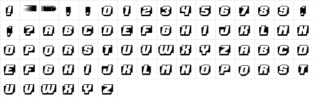 Shoot to Kill Regular  glyph index