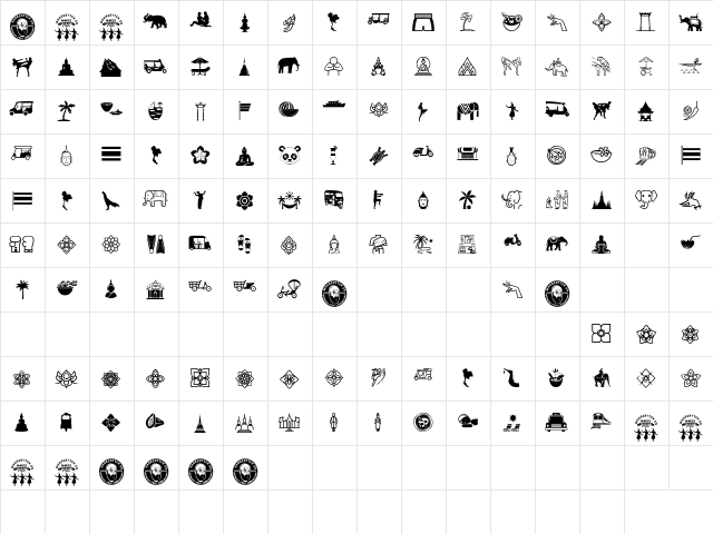 Thailand Icons Regular  glyph index