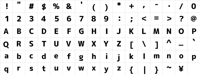 M+ 2c heavy  glyph index