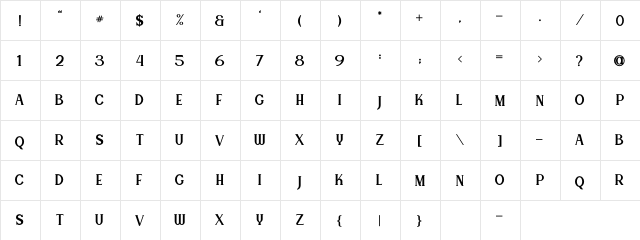 Canting Regular_DEMO Regular  glyph index