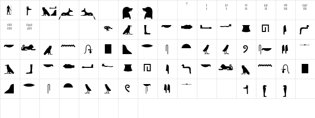 Egyptian Hieroglyphs Silhouette Regular  glyph index