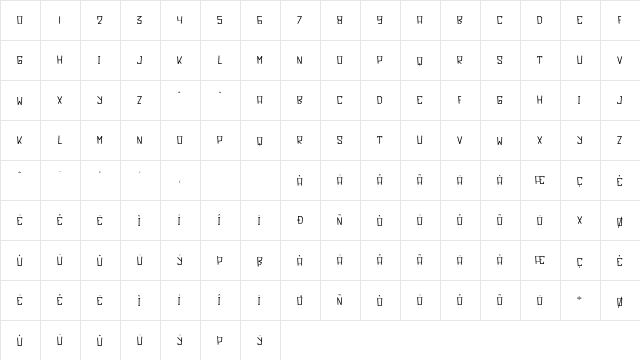 Limoline Regular  glyph index
