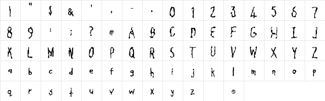 Cavity Regular  glyph index