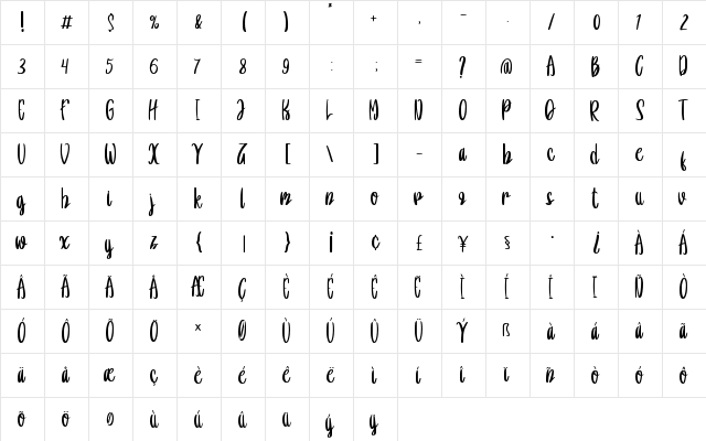 Beleriand Regular  glyph index