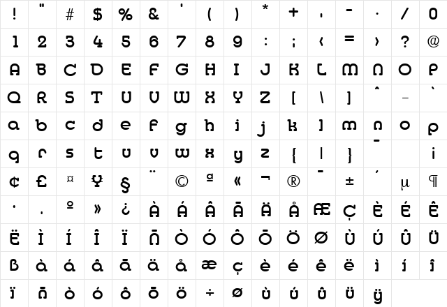Media-Serial-Medium Regular  glyph index