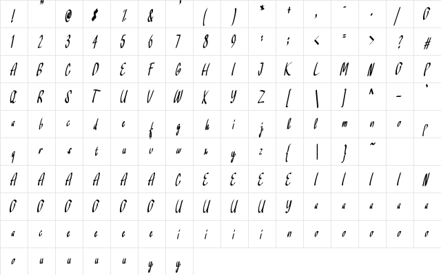 Khalifa Regular  glyph index
