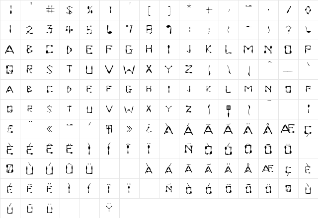 Dinner Regular  glyph index