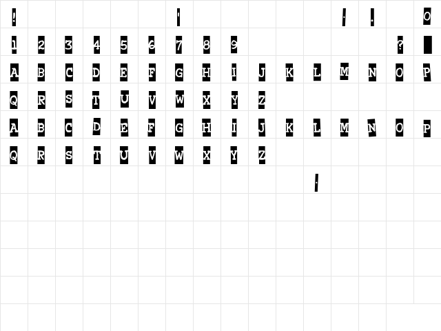 Xerography Regular  glyph index