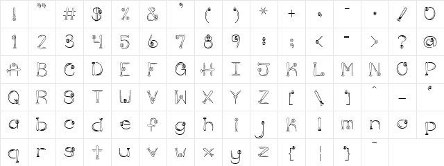 PC Hardball Regular  glyph index