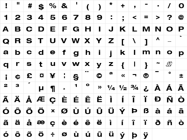 Context Reprise Expanded SSi Bold Expanded  glyph index