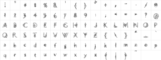 PC Rosebush Regular  glyph index