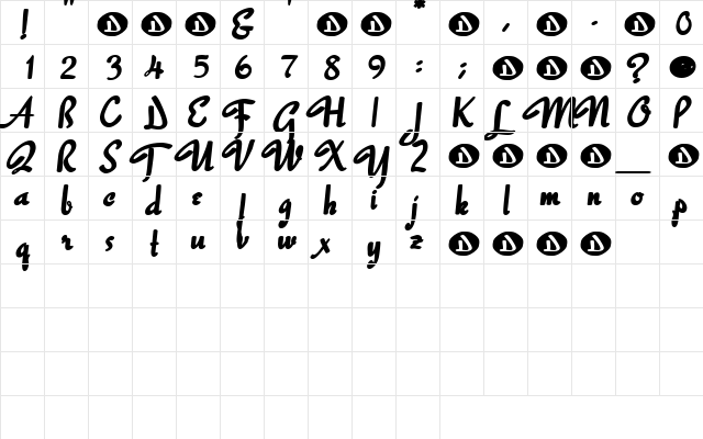 PrincessJasmine Regular  glyph index
