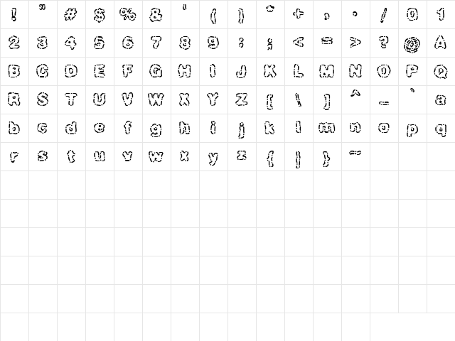 Route Regular  glyph index