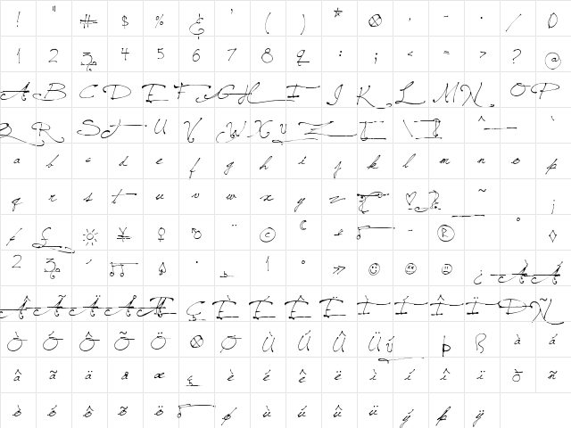 Jellyka, Saint-Andrew's Queen Regular  glyph index