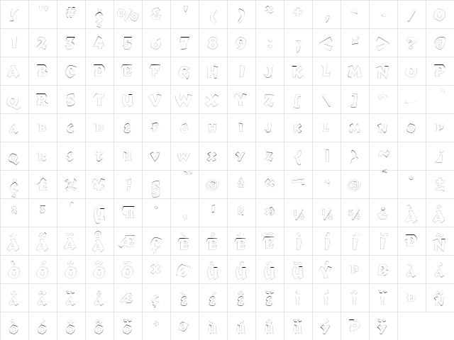 RomulusOutline Regular  glyph index