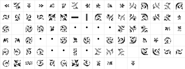 Arabesque Ornaments Normal  glyph index