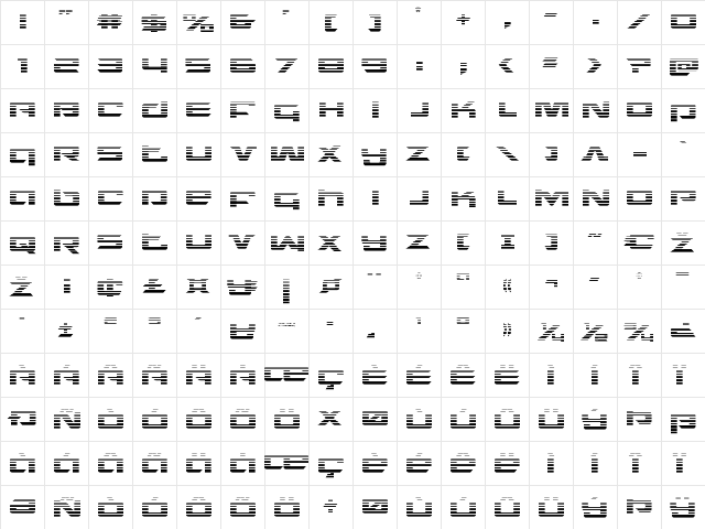 Northstar Gradient Regular  glyph index