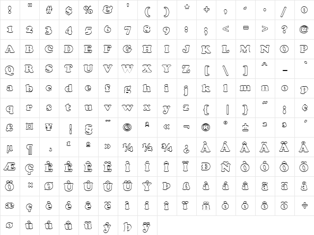 FZ ROMAN 4 HOLLOW Normal  glyph index