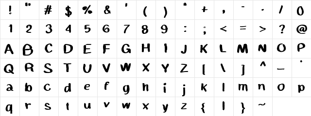 MGchalkwalk Medium  glyph index