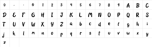 Grace & Hope Regular  glyph index