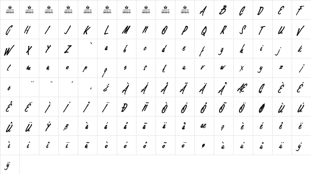 Elements Regular  glyph index
