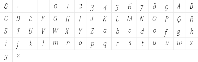 SteppITC-LightItalic xPDF Regular  glyph index
