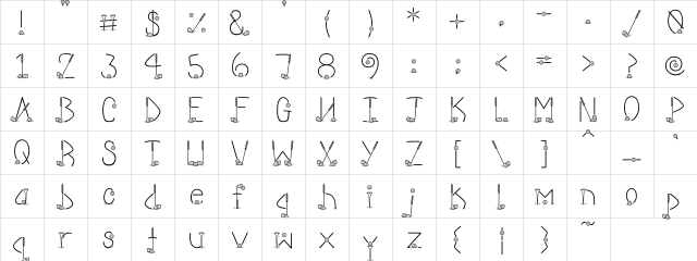 DJ Tee Time Regular  glyph index